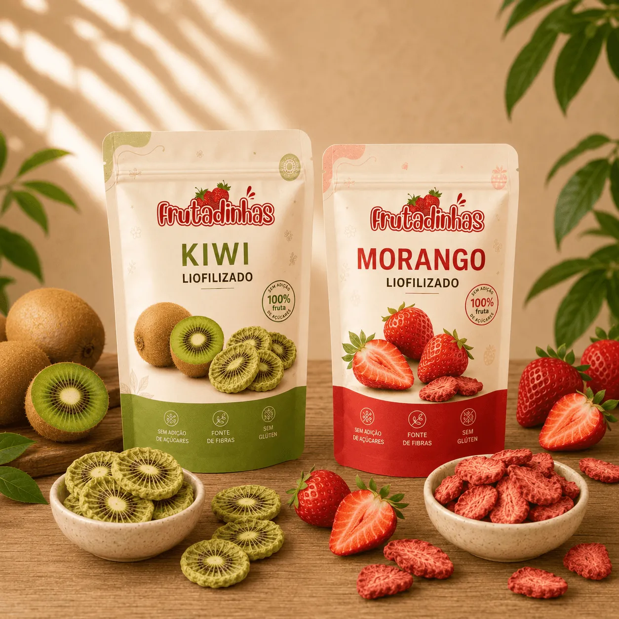 Kiwi e Morango Liofilizados